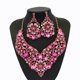 thumbnail image 2 of 2 Pzas Conjuntos de Joyería para Mujer Joyería de Cristal Rosa para Mujer Collar y Aretes Brillantes Compromiso Boda Conjuntos de Joyería para Novias Dama de Honor, 2 of 7