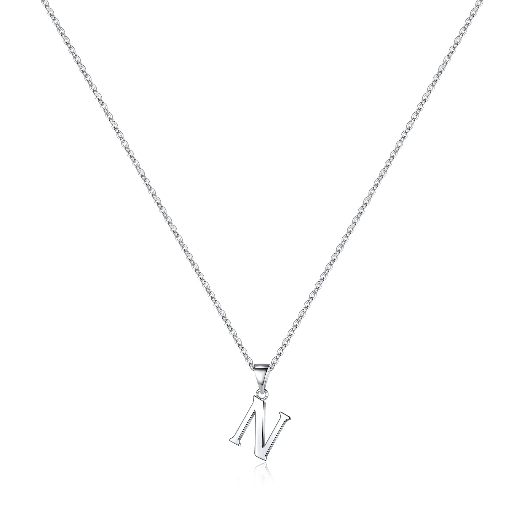 Collar Heshpaws S925 Sterling Silver Inicial A-z Plata Con Caja De Regalo