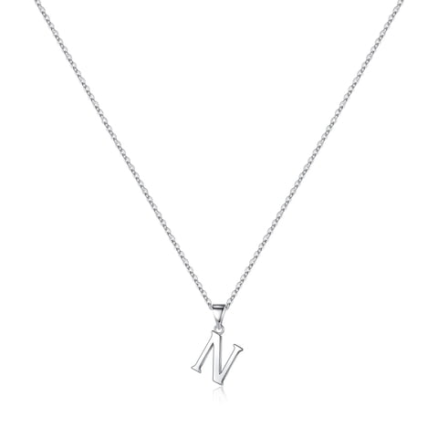 Collar Heshpaws S925 Sterling Silver Inicial A-Z Plata Con Caja De Regalo
