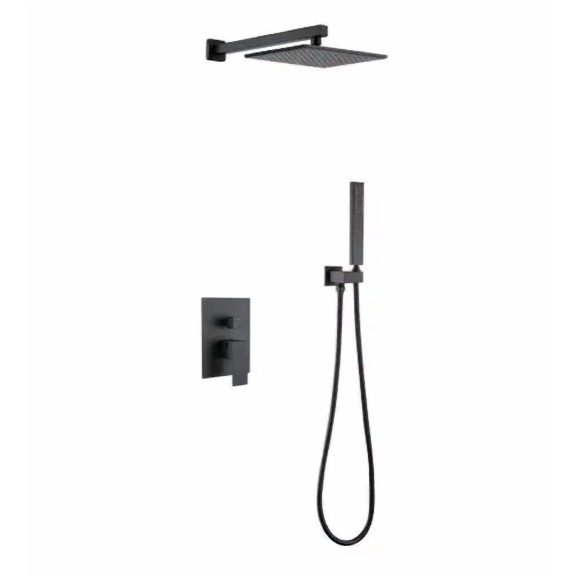 Genérico - Kit Plato Ducha 2 Funciones Brazo Y Monomando Teléfono Negro