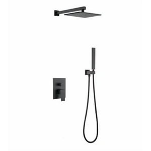 Genérico - Kit Plato Ducha 2 Funciones Brazo Y Monomando Teléfono Negro