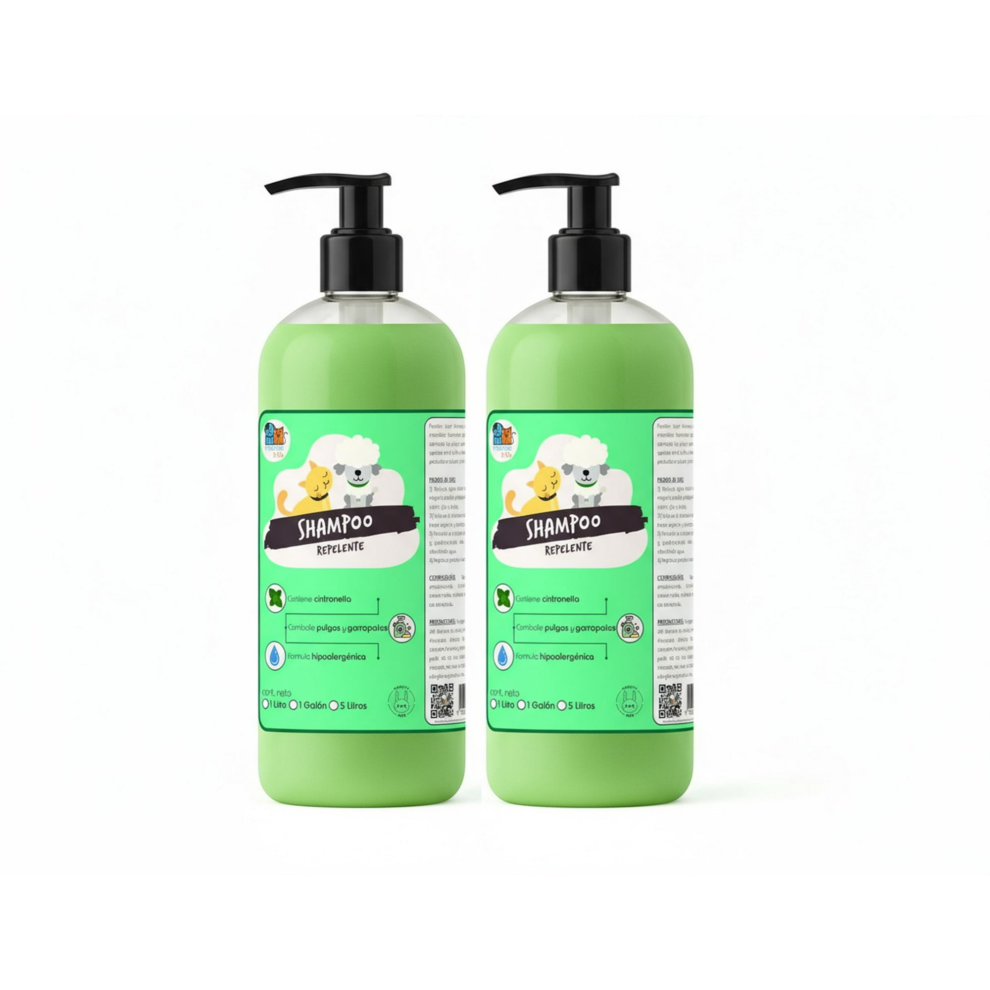 Mascokits - Pack 2 Shampoo Repelente 1 Lts Perros & Mascotas Anti Pulgas