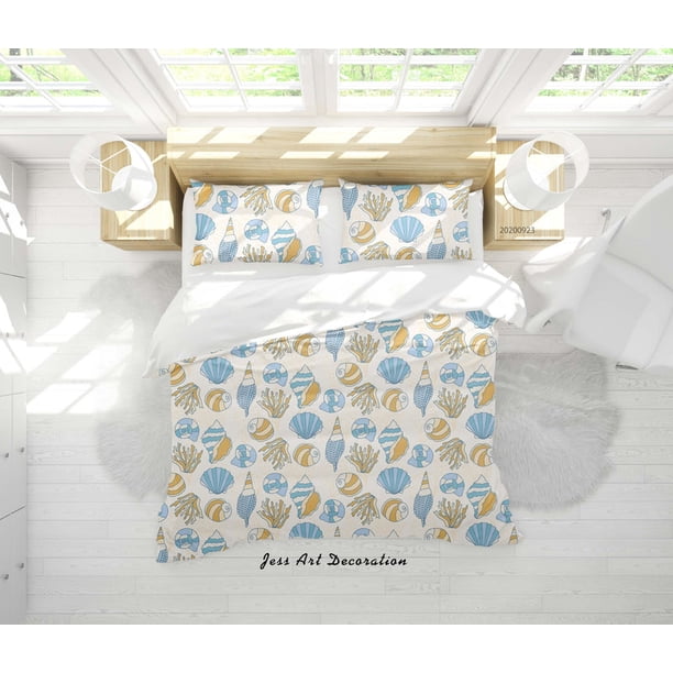 Set Funda Nórdica 3d Animales Marinos Y Conchas