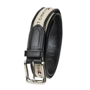 Cinturón Tommy Hilfiger Con Cinta Incrustada Para Hombre, Negro/Natural