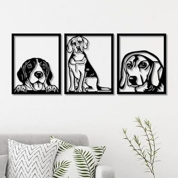 Cuadro Decorativo Artesanal Perro Beagle En Madera Mdf