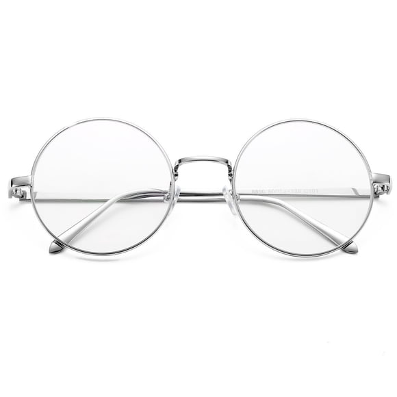 Anteojos Pro Acme Retro Redondos con Montura Metálica y Lentes Transparentes Plata