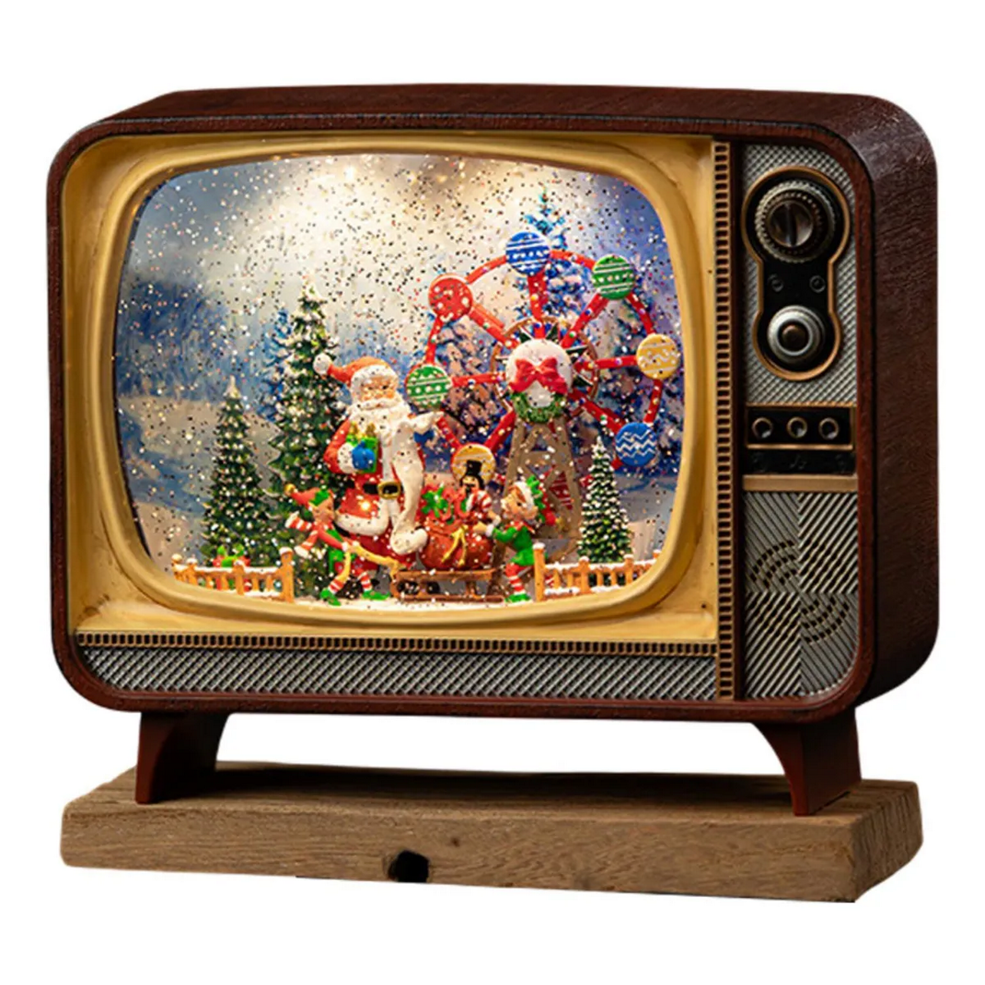 Movi - Caja Musical Navideña Con Luz En Forma De Tv Retro