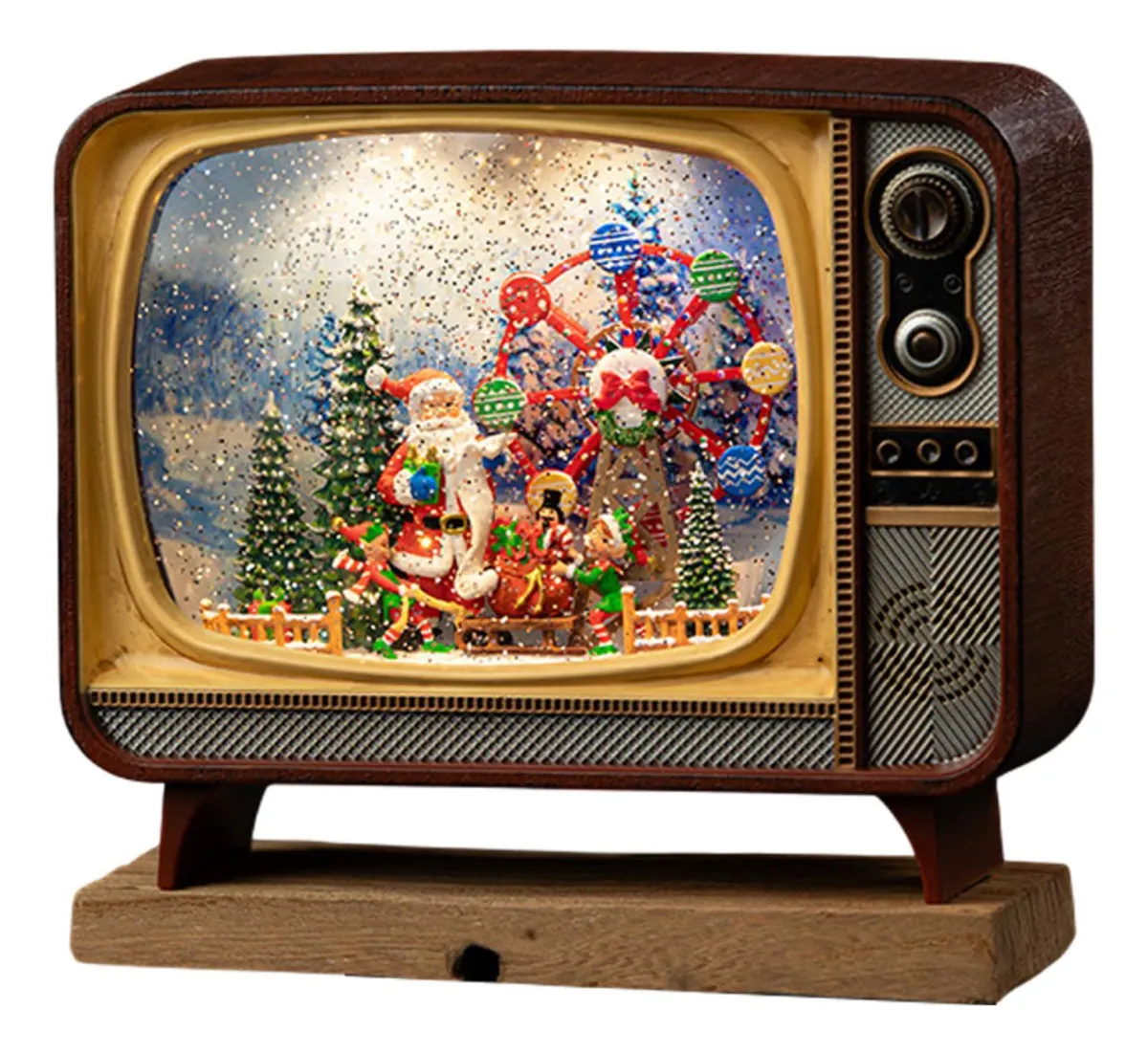 Movi - Caja Musical Navideña Con Luz En Forma De Tv Retro