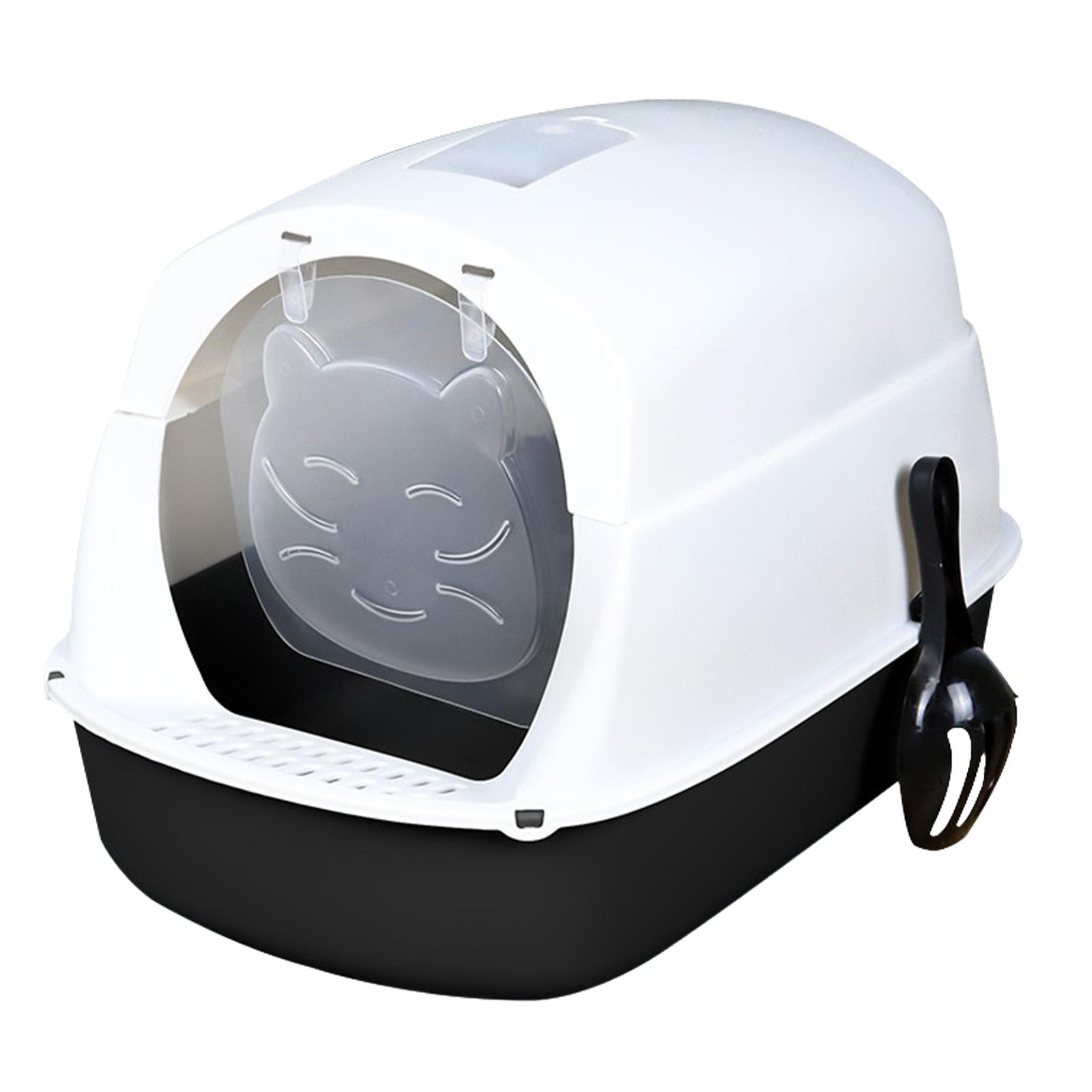 Ioensy - Caja De Arena Para Gatos Con Capucha Inodoro Para Gatos Cerrado Y Cubierto Caja De Arena Duradera Para Mascotas Negro