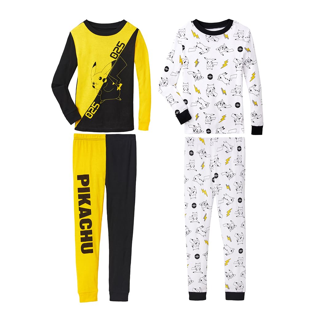 Set De Pijama Pokémon Para Niños Pequeños Y Niños Grandes, 100% Algodón, 4 Unidades