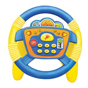 Magideal - Juguete De Volante Funciones Interactivo Con Sonido Giratorio Para Niños, Juguete De Rueda Eléctrica Para Regalos De Cumpleaños, Niños Y Niñas De , Base U Amarillo Azul