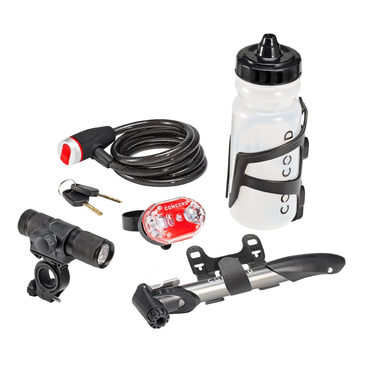 Kit Accesorios Bicicleta Concord 6en1 Mini Bomba 100psi Luz