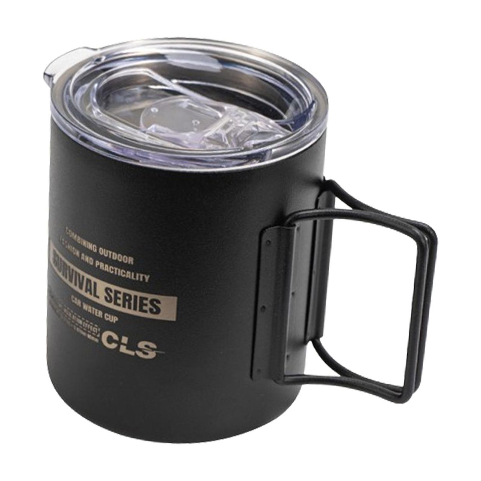 Ioensy - Taza De Camping De Doble Pared Con Aislamiento Al Vacío, Resistente Al Óxido, Reutilizable, Taza De Camping De 11 Oz, Color Negro