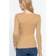thumbnail image 3 of Saronite Camiseta Térmica de Manga Larga con Cuello Henley de Algodón Acanalado Básico, Color Nuez (para Mujer), 3 of 4