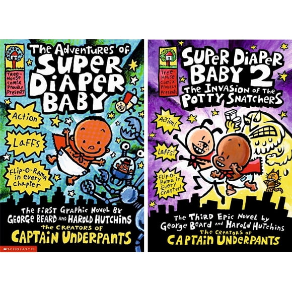 Set de 2 libros de Super Diaper Baby: Las aventuras y la invasión