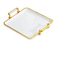 Bothyi - Bandeja De Almacenamiento De Frutas Y Té Con Asas, Bandeja Para Servir Para Decoración De Mesa De Sala De Estar, Color Blanco