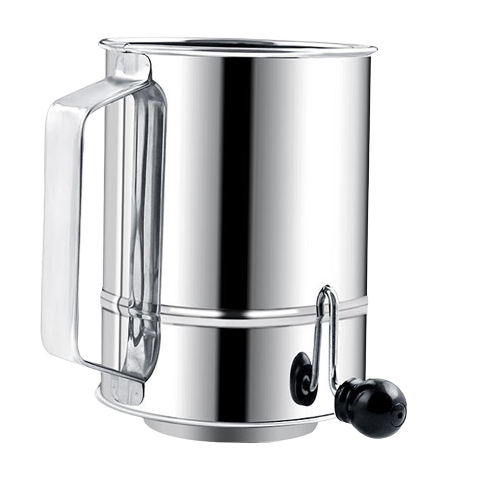 Magideal - Colador De Azúcar Para Hornear De Acero Inoxidable, Colador De Malla De Mano Giratoria, Colador Para Hornear, Taza Para Pasteles, Ma 5 Copa