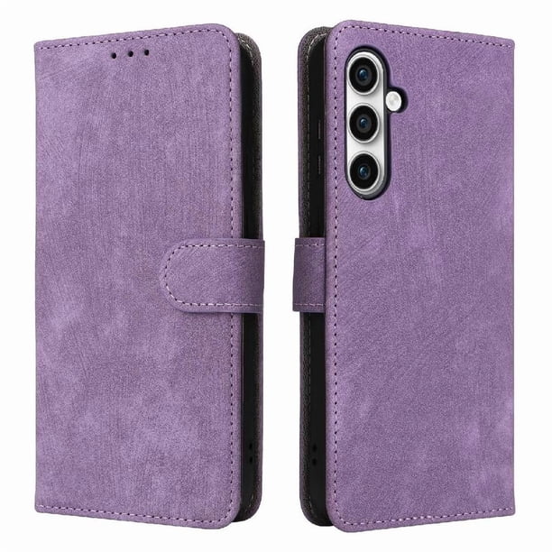 Funda Billetera para Samsung Galaxy S24 FE con Soporte - Cartera de Cuero con Ranuras Morado