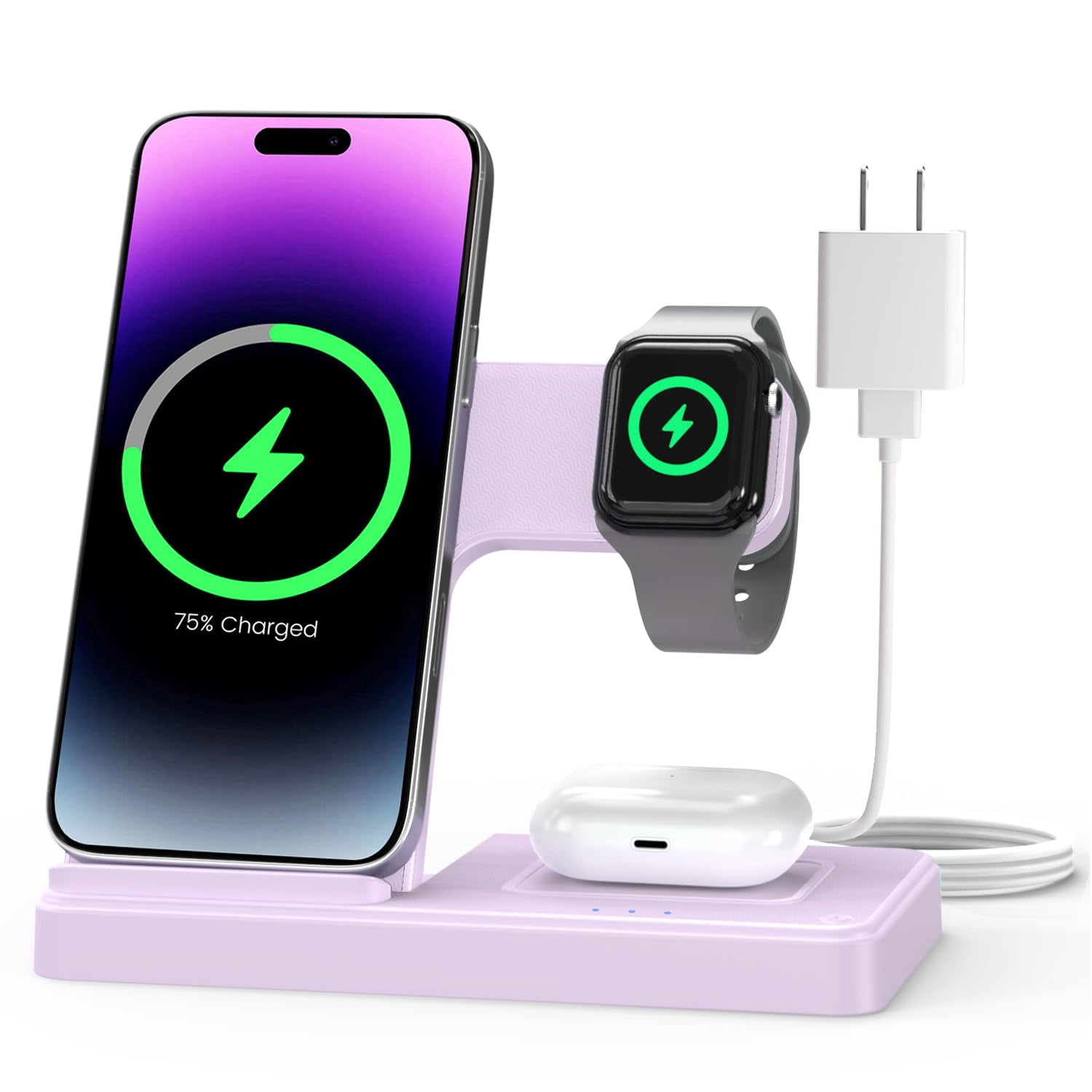 Getpals - Cargador Inalámbrico Con Soporte Y Estación De Carga 3 En 1 Para Iphone