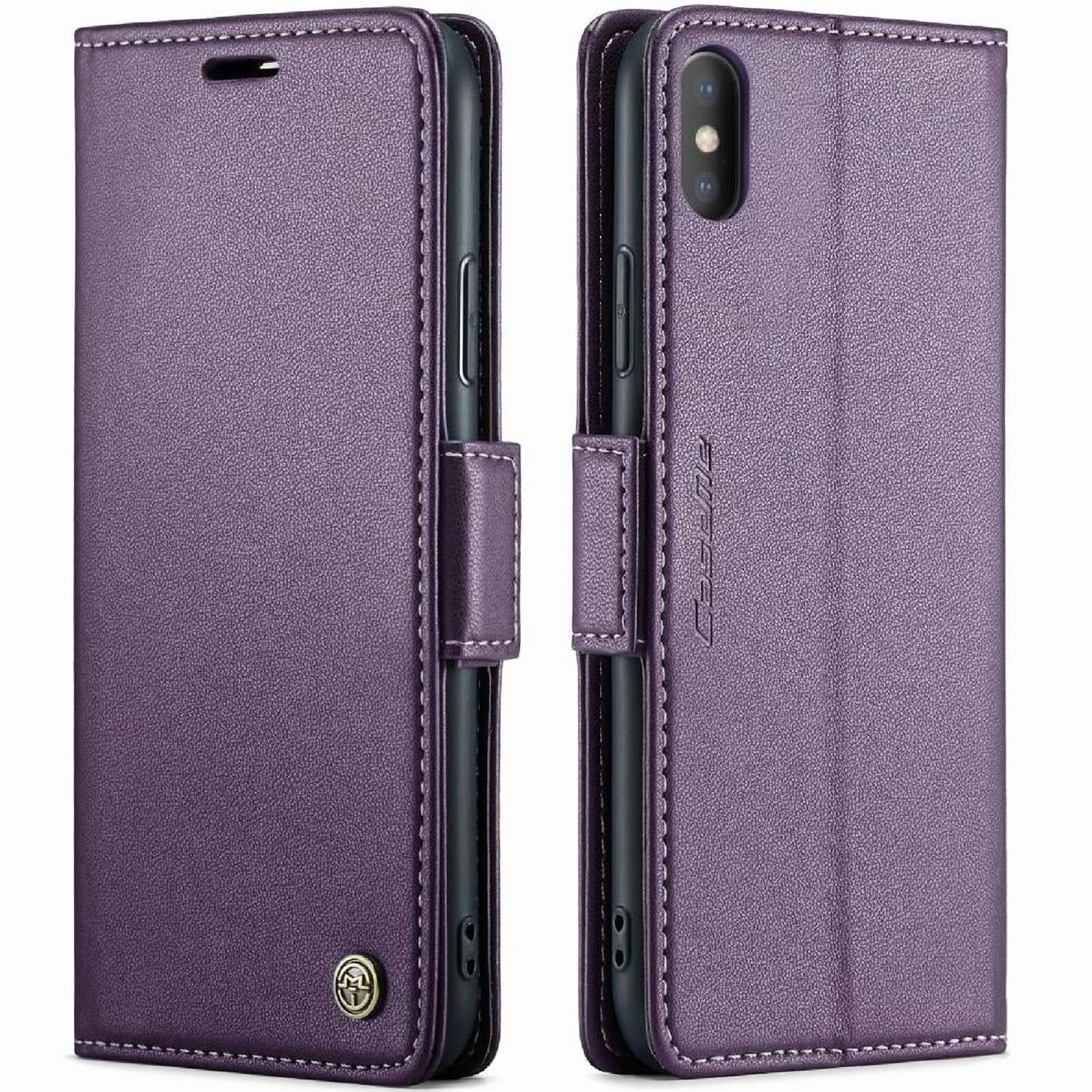 Caseme Tipo Cartera Iphone Xs Max Con Cierre Magnético, Rfid, Tarjetero, Soporte, Carga Inalámbrica