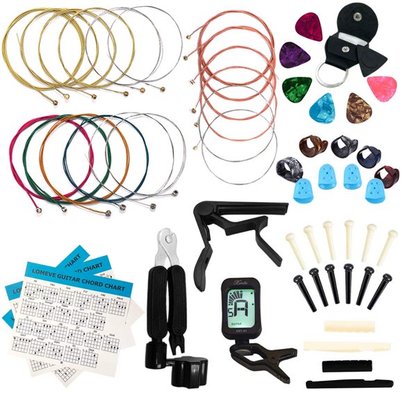 Kit de accesorios para guitarra LOMEVE Acoustic con cuerdas, afinador y cejilla