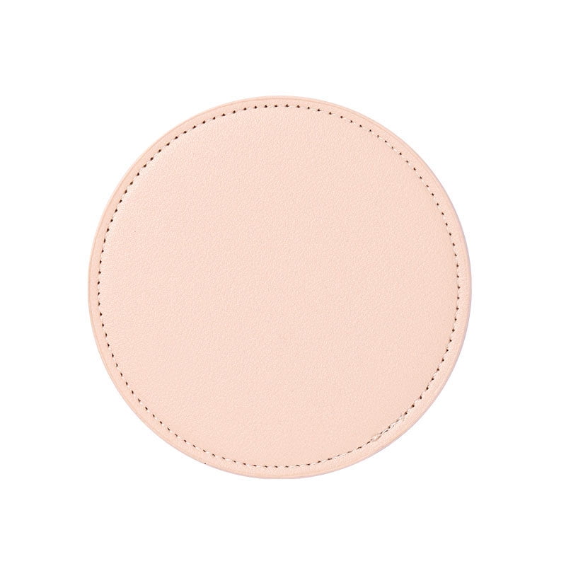 Xmhytop Juego De 4 Posavasos Redondos De Piel Suave Con Costura Decorativa, Ideal Para Tazas, Mesas De Madera Y Decoración Hogar, 4 Pulgadas, Rosa