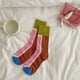 thumbnail image 1 of Xiao Hua Calcetines de media caña con doble canalé y bloques de color, 3 pares de calcetines marrones de talla única, cálidos e informales, de algodón puro, ideales para el invierno., 1 of 3