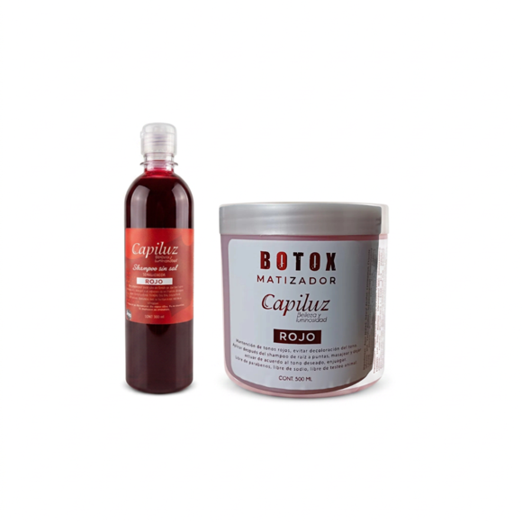 Capiluz Shampoo + B-Tox Matizador Capilar Cabello Color Rojo