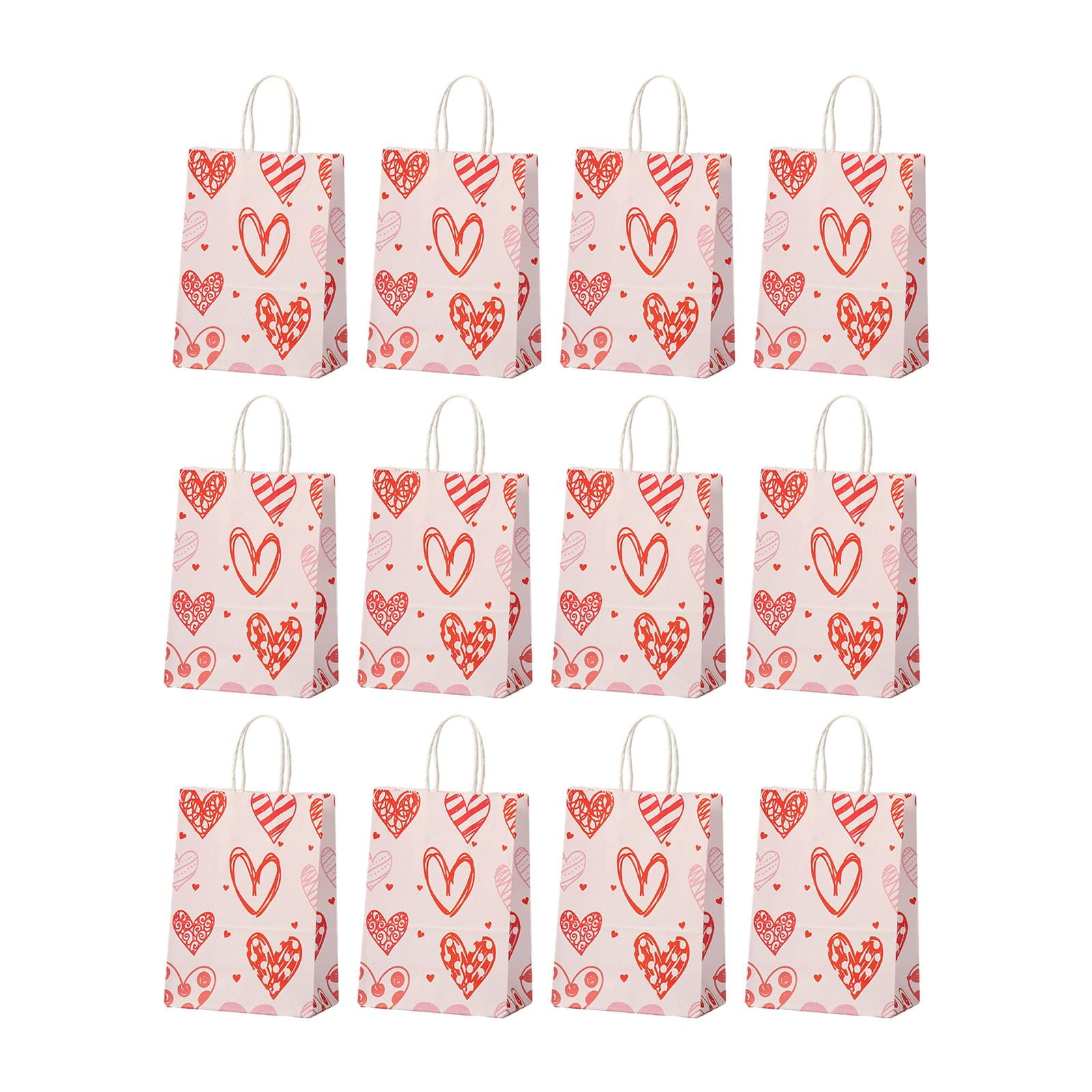 Magideal - 12 Bolsas De Regalo Para El Día De San Valentín, Bolsas De Regalos Reutilizables Con Asa, Bolsa De Regalo Para Tarjetas, Bodas, Navidad Y Niños , Rosa