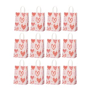 Magideal - 12 Bolsas De Regalo Para El Día De San Valentín, Bolsas De Regalos Reutilizables Con Asa, Bolsa De Regalo Para Tarjetas, Bodas, Navidad Y Niños , Rosa