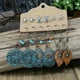 thumbnail image 1 of 36pairs Vintage Water Droplet Heart Eardrop Turquoise Pine Engraved Stud Earrings - Ancient Silver Geometric Design, 1 of 5