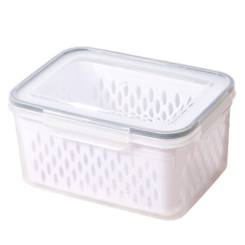 Bothyi - Recipiente De Almacenamiento De Alimentos, Colador De Frutas Hermético, Cesta Para Nevera, Carne, Frutas, Gris, Grande