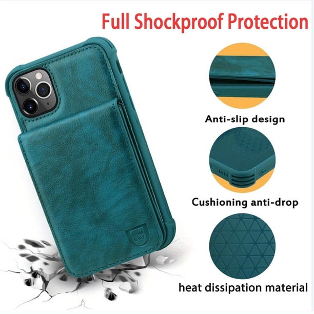 Leather Magnetic Wallet Case for iPhone 12/12 Pro - Shockproof, Credit Card Holder, Screen Protector & Kickstand Included!
