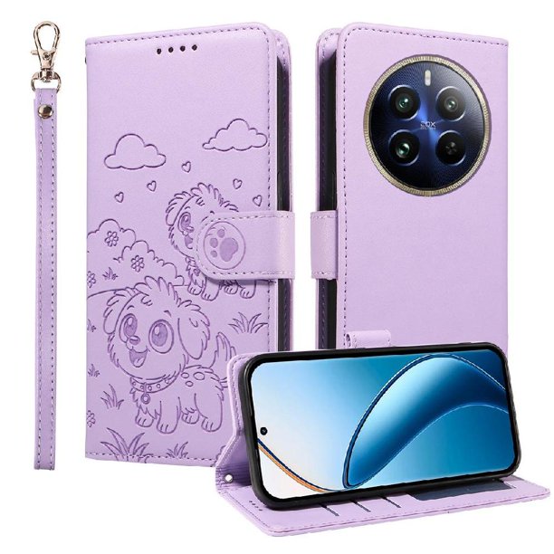 Funda Billetera FOXDOCK Compatible con Realme 13 Pro 5G, Diseño Perrito Tierno, Ranuras para Tarjetas y Soporte Plegable