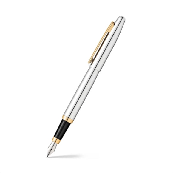 Plumas Sheaffer VFM Punta M Cromo Pulido Detalles Dorados