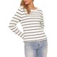 thumbnail image 1 of INSPIRE CHIC Suéter Casual para Mujer con Cuello Redondo a Rayas Hueco Trabajo Otoño Invierno Suéteres de Moda M Blanco, 1 of 6