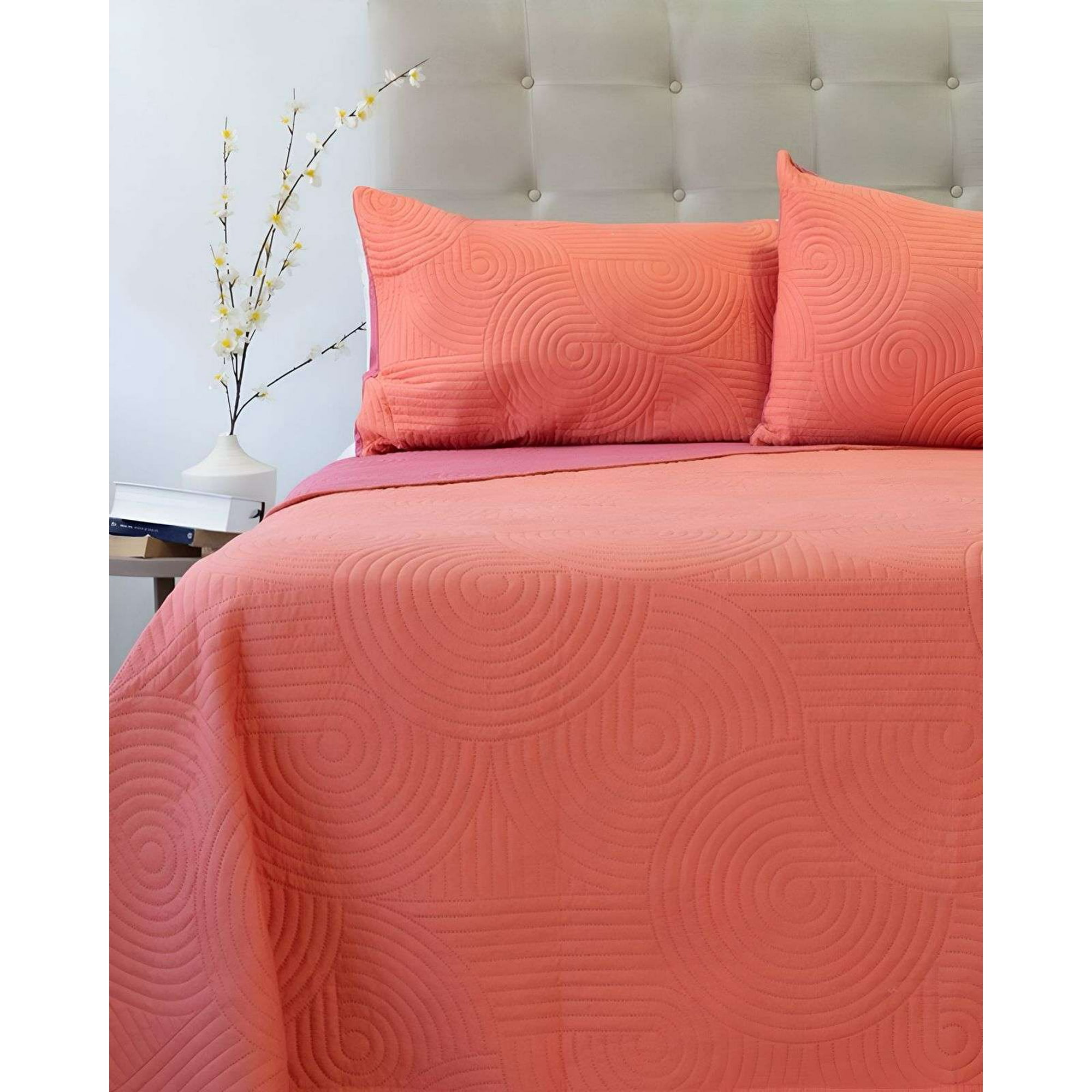 Cubrecama Quilt Hotpress Liso Bicolor King Doral