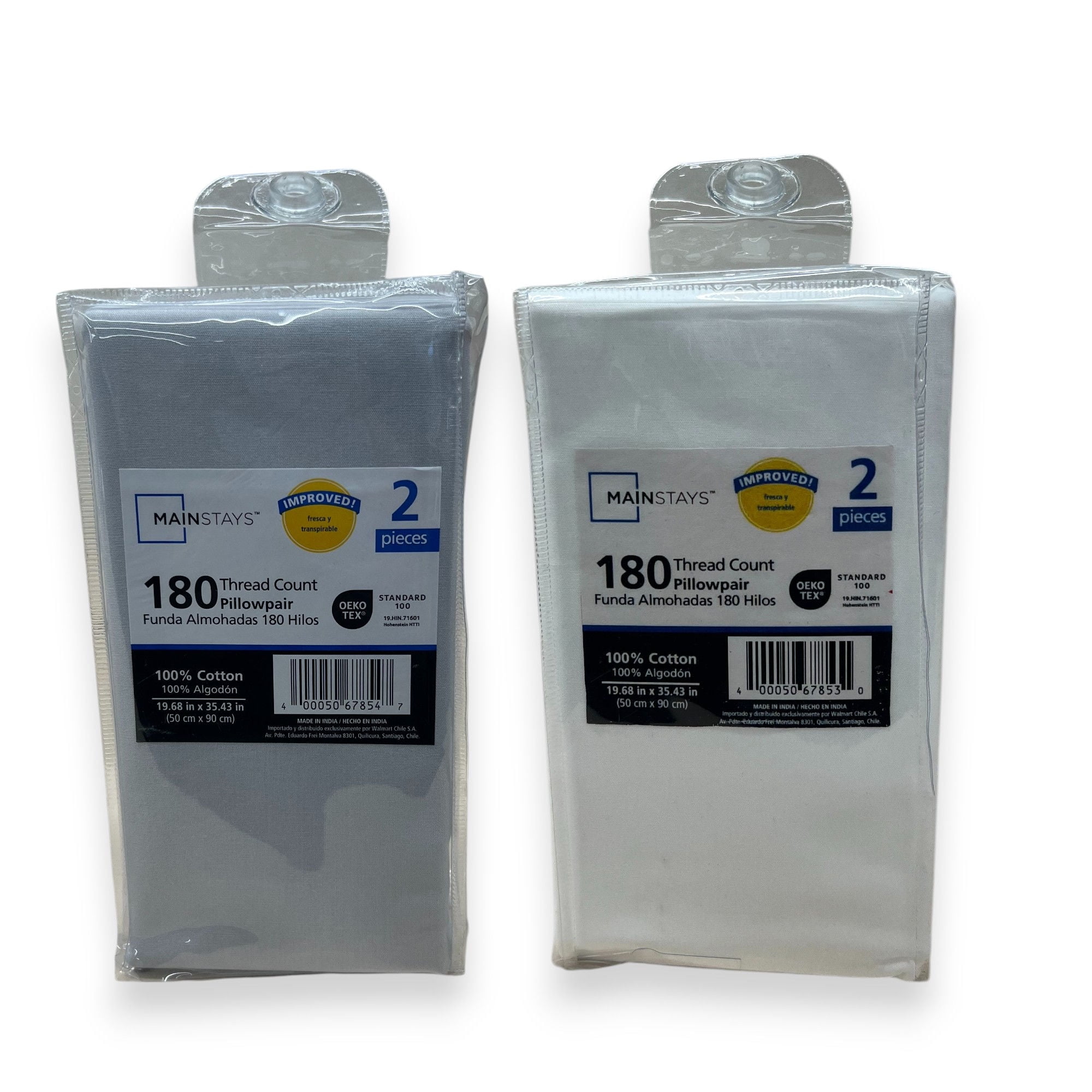 Mainstays - Set De Fundas 50x90 Cm 180 Hilos 100% Algodón Surtido