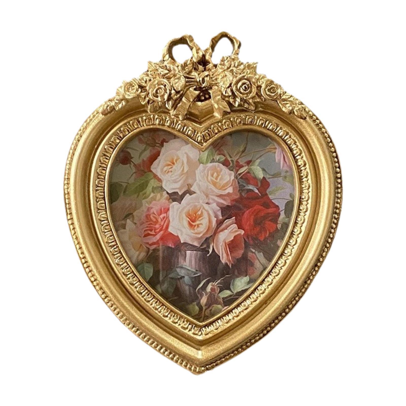 Magideal - Marco De Fotos De Diseño Antiguo, Marco De Fotos Colgante De Mesa, Marco De Fotos Pequeño En Forma De Corazón De Moda Antigua Para Vacaciones De Año N