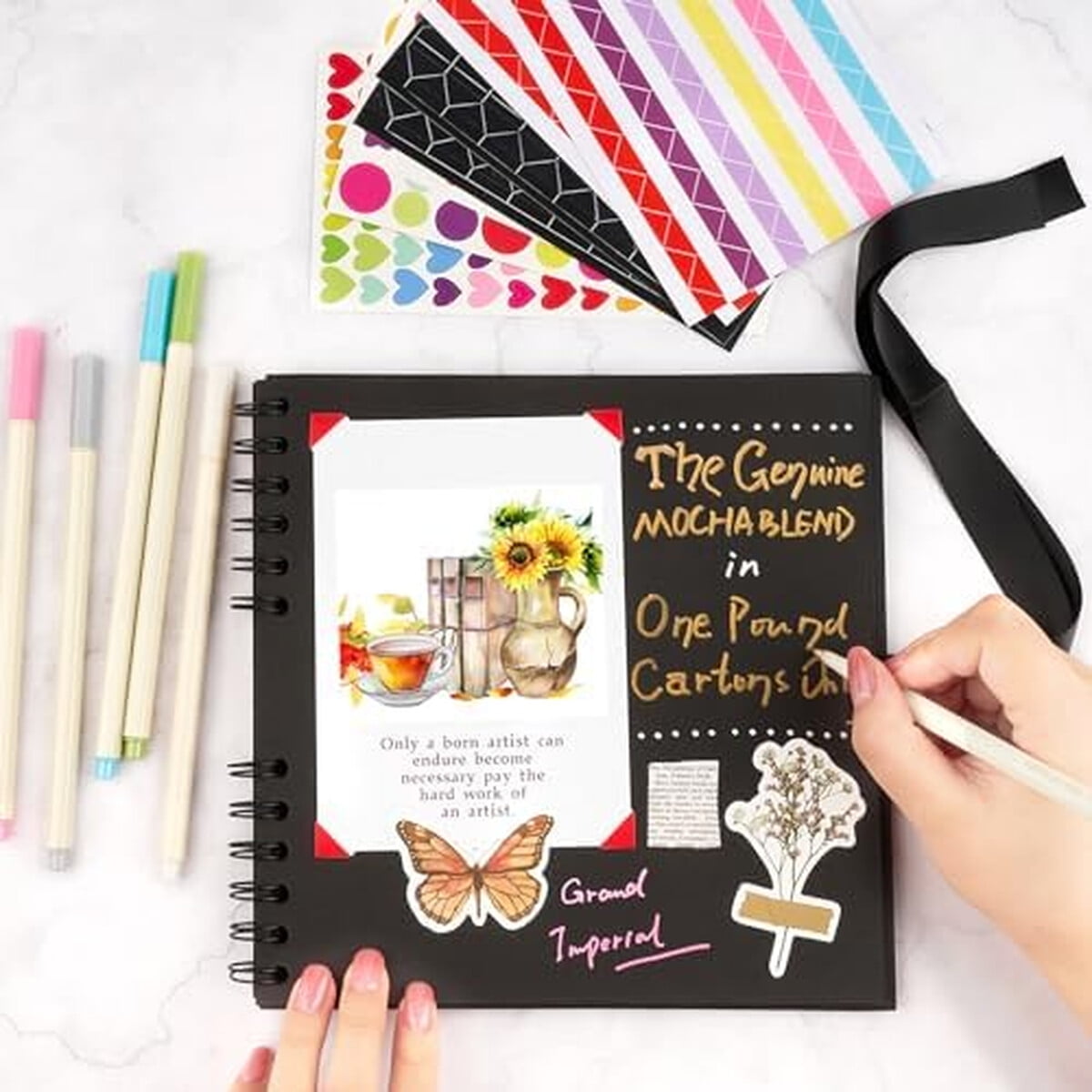 Album Scrapbook Mauproy 8x8 Pulgadas Negro 40 Hojas Diy
