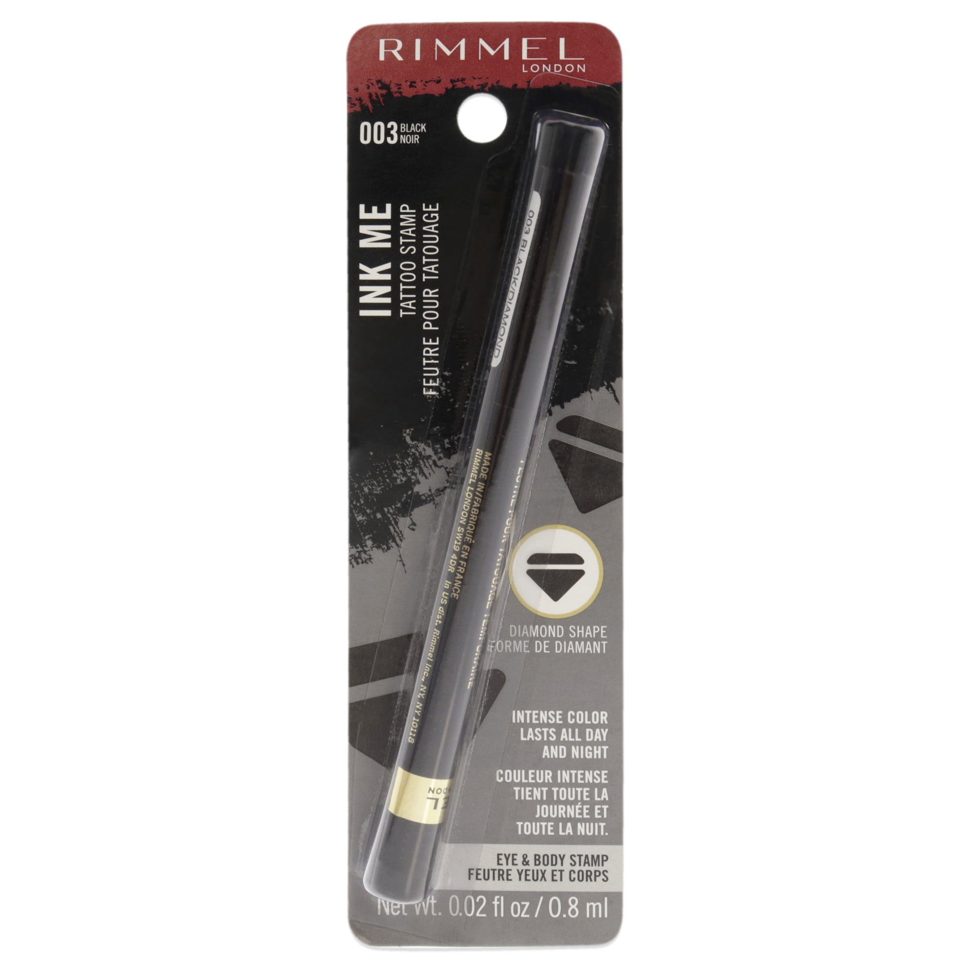 Rimmel London - Ink Me Tatto Imprimir Ojos Y Cuerpo - Forma De Diamante Negro De Riel London Para Mujeres - Delineador De Ojos