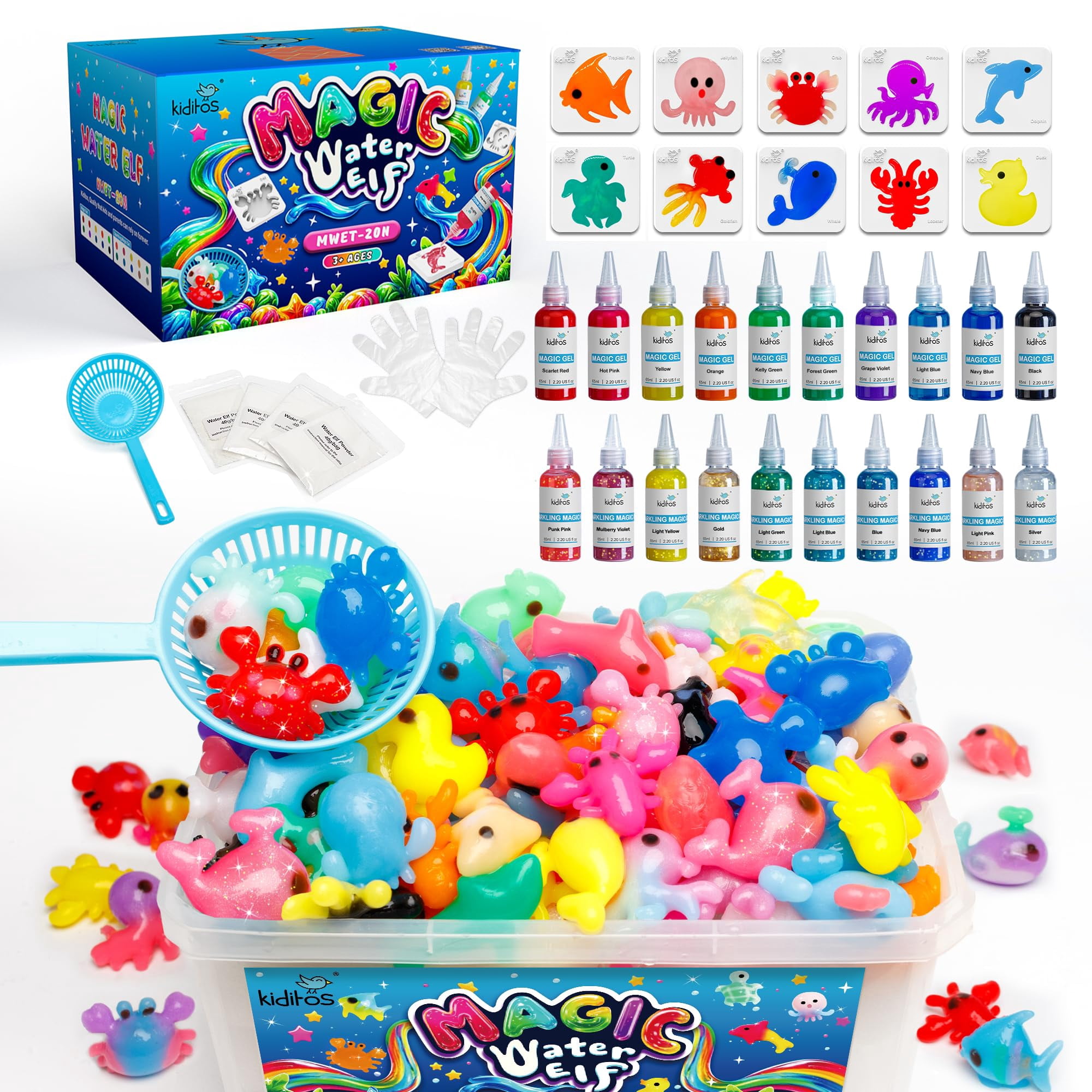 Kit De Juguetes Kiditos Magic Water Elf Aqua Fairy Con 20 Geles Mágicos