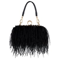 Tessco For You - Bolso De Mano Tessco Para Mujer, Con Plumas De Avestruz, Esponjoso, Negro