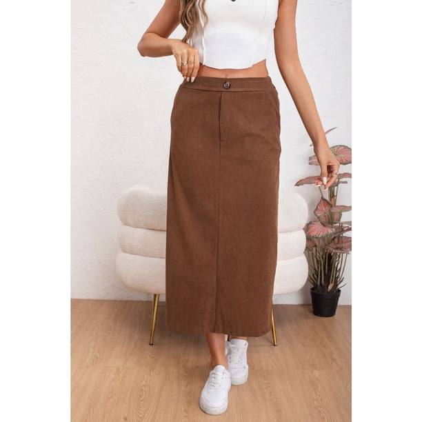 Falda Larga Mujer Cotelé Full Elasticada Moda 0122