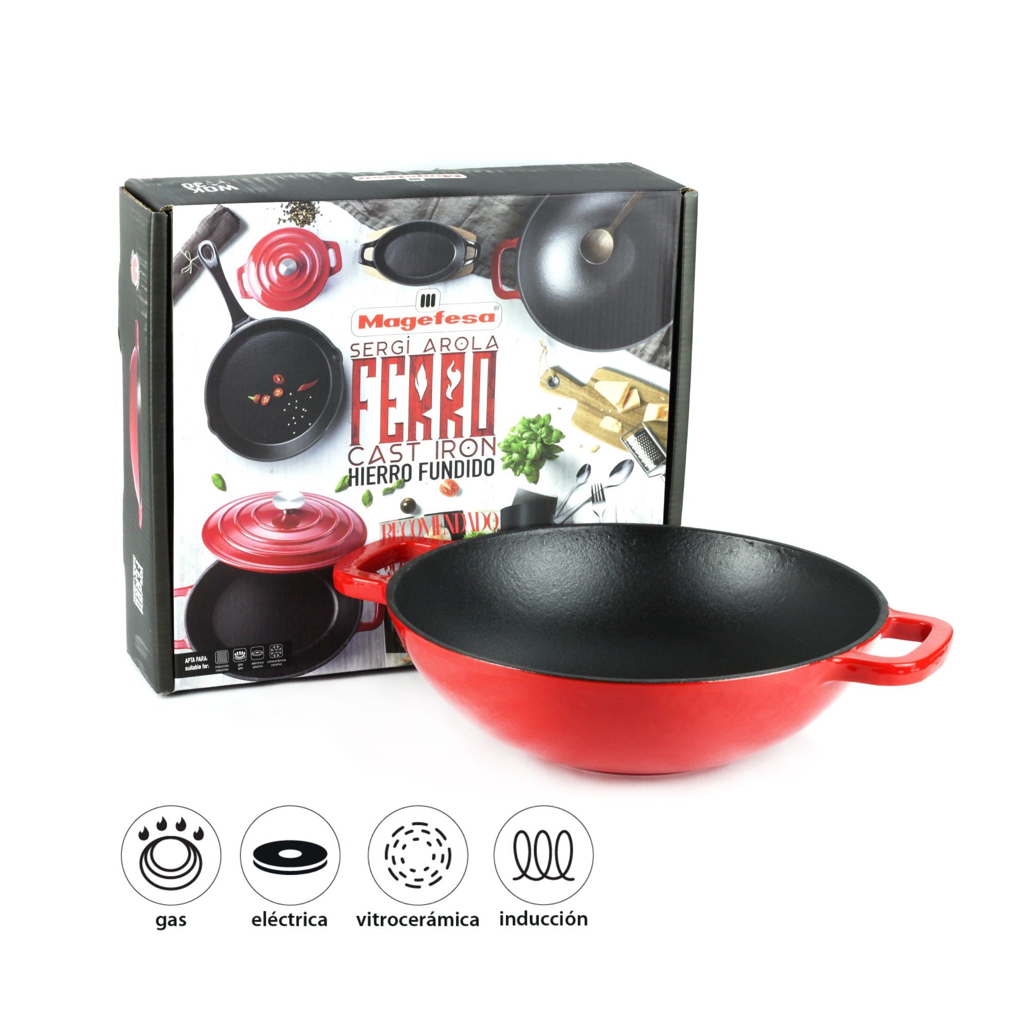 Magefesa - Wok 30 Cm Fierro Rojo 1 Piezas