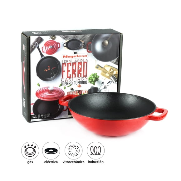 Wok 30 Cm Fierro Rojo 1 Piezas
