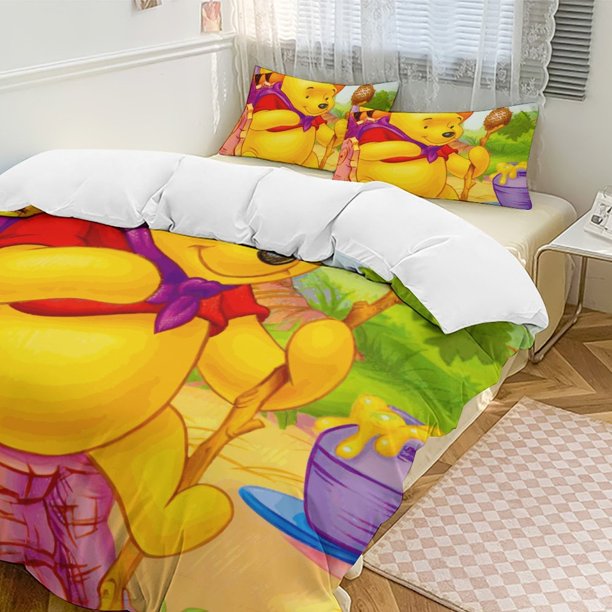 Winnie The Pooh 3-Piece Twin Bed Set - Includes 1 Single Comforter And 2 Pillowcases Bedding - Fade Resistant Microfiber - Winnie The Pooh