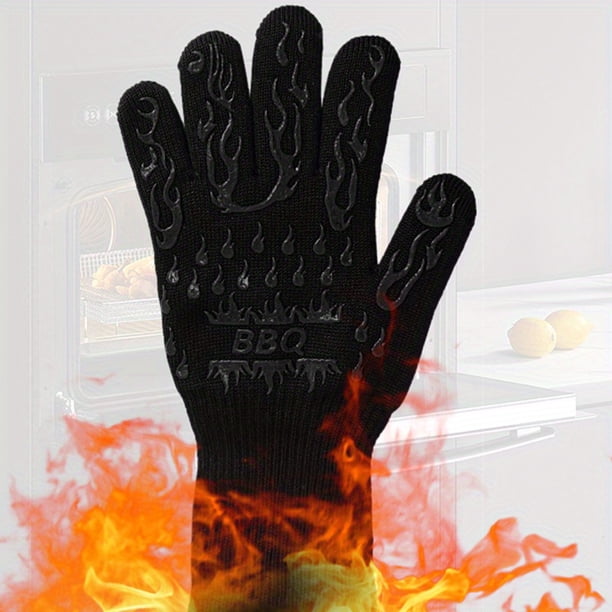 1pc Oven Gloves 932 °F Heat Resistant Gloves, Cut Resistant Oven Gloves, Non-Slip Silicone BBQ Gloves, Kitchen Safe Cooking Gloves, Oven Gloves, BBQ, Grill, Oven Gloves, Outdoor Camping Picnic, Cookwa