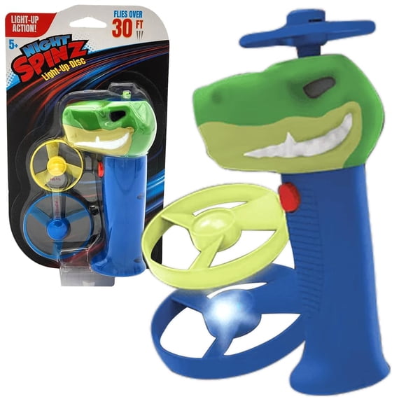 Lanzador de discos luminosos Night T-Rex de Spinz, alcance de 9 m