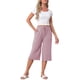 thumbnail image 2 of INSPIRE CHIC Pantalones Cortos de Pijama de Mujer de Cintura Alta Viscosa Cómodos Suaves a la Rodilla con Bolsillos X-grande Rosa, 2 of 6
